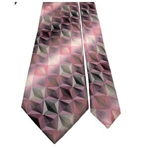 Van Heusen 100% Silk Tie Pink-Black-Silver Shimmer 61" Long x 3 1/4 wide